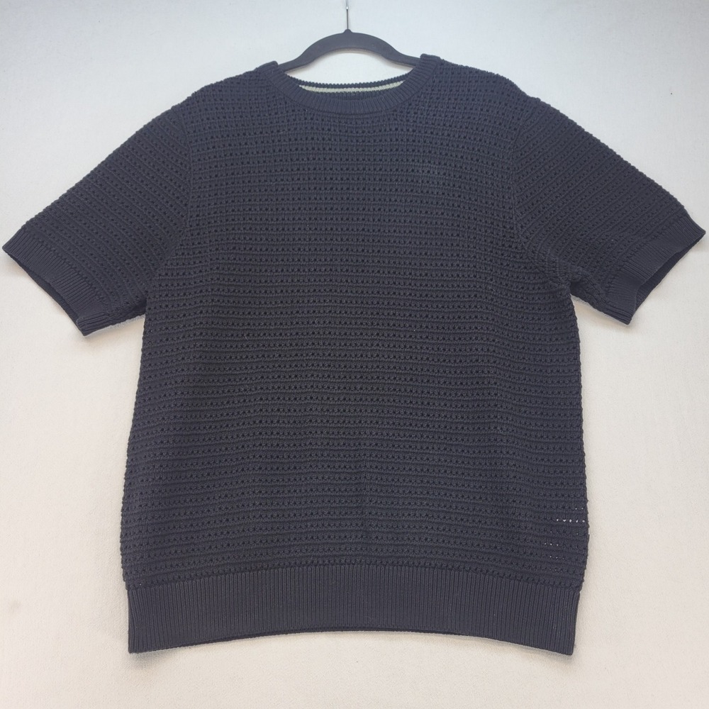 Steel & Jelly Short Sleeve Sweater Mens Large Black Textured Knit